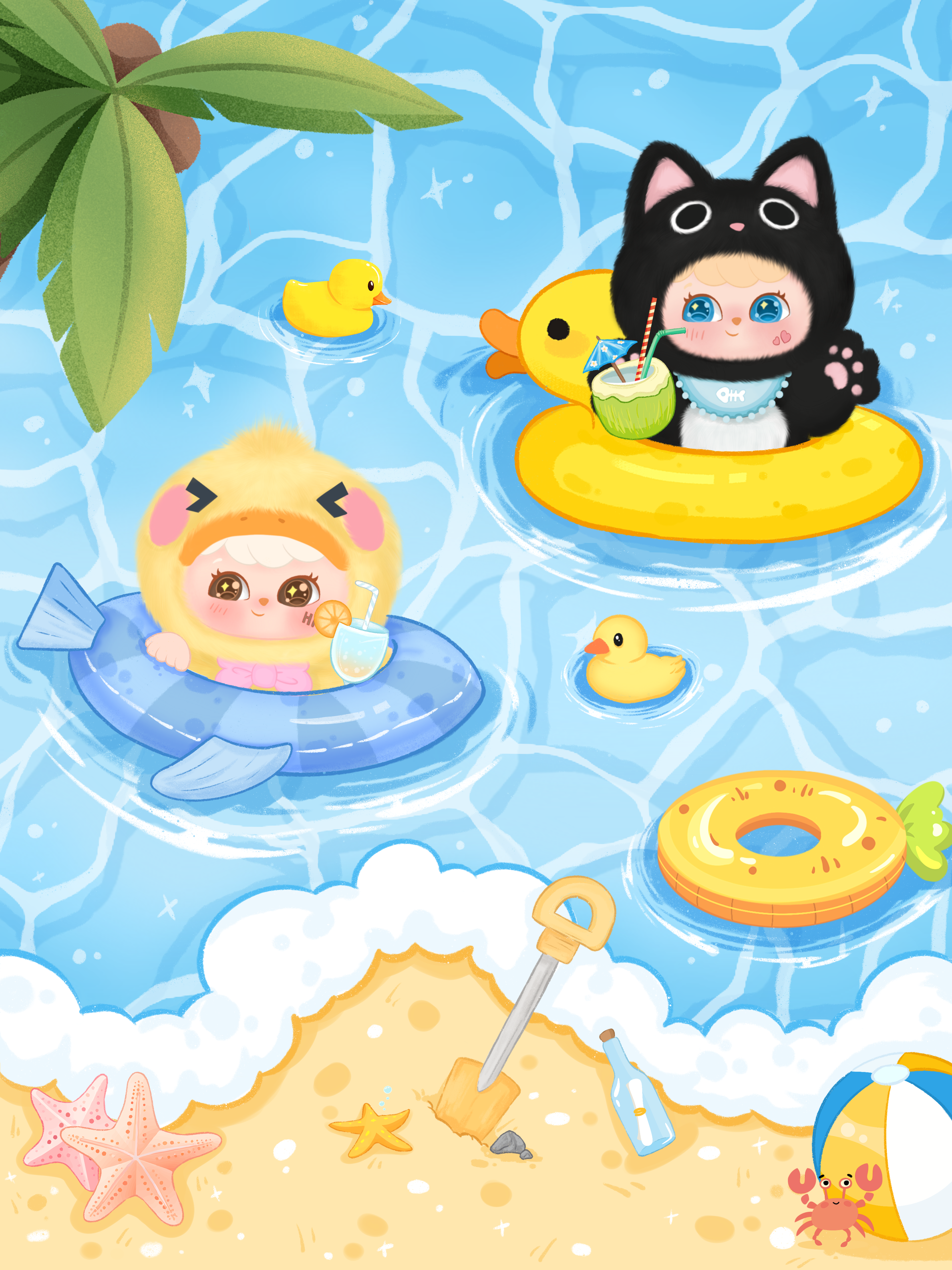 Yeypee’s Swimming Ring Flowing Sand Acrylic Figurine